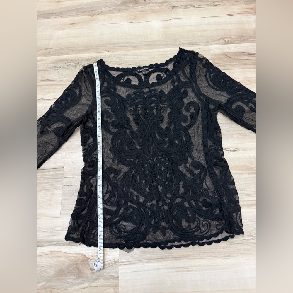 Express Black Sheer Lace Blouse - Picture 7 of 10